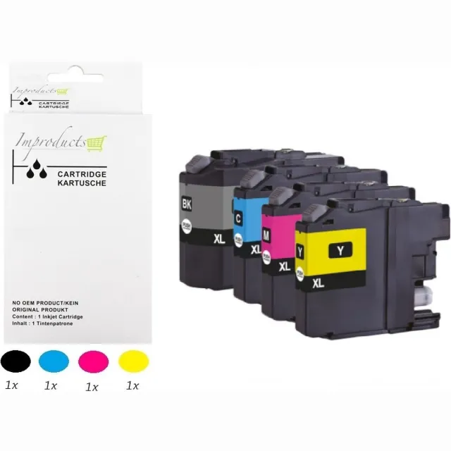 Improducts Inkt cartridges - Alternatief Brother LC-422XL LC 422 bk/c/m/y multipack inktcartridges o.a. DCP-J5340DW DCP-J5345DW DCP-J5740DW DCP-J6540DW DCP-J6940DW LC-422VAL Multi pack