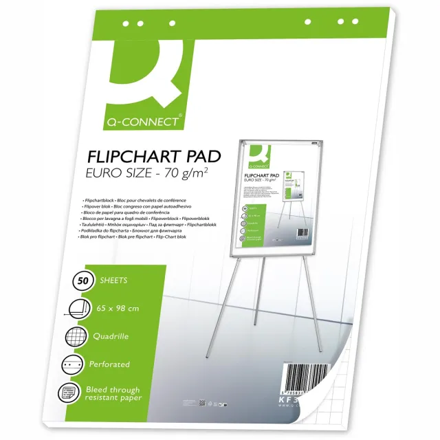 Q-CONNECT flip-overblok, ft 65 x 98 cm, 70 g/m², geruit, 50 vel