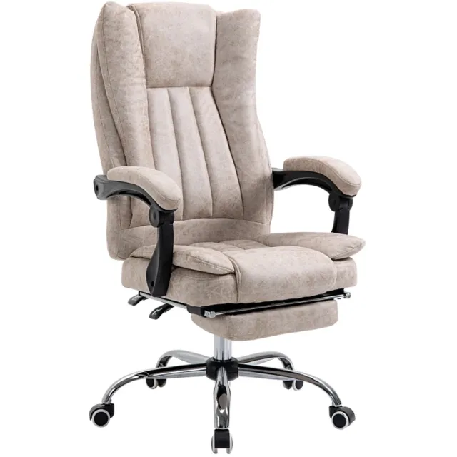 ZYLARO Ergonomische Bureaustoel met Kantelfunctie & Voetensteun - In Hoogte Verstelbaar - Max. kanteling 135° - 360° Draaibaar - Kantoorstoel - Gamestoel - Volwassenen Stoel - Directiestoel - Computerstoel - Beige + Zwart + Zilver