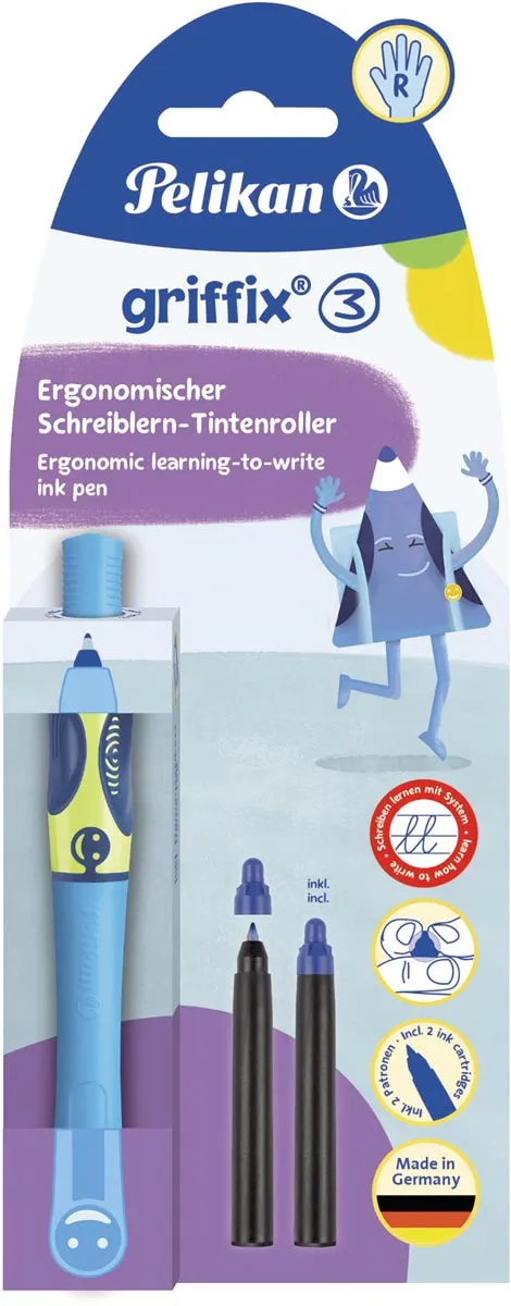 Pelikan Griffix roller, op blister, voor rechtshandigen, blauw - groen