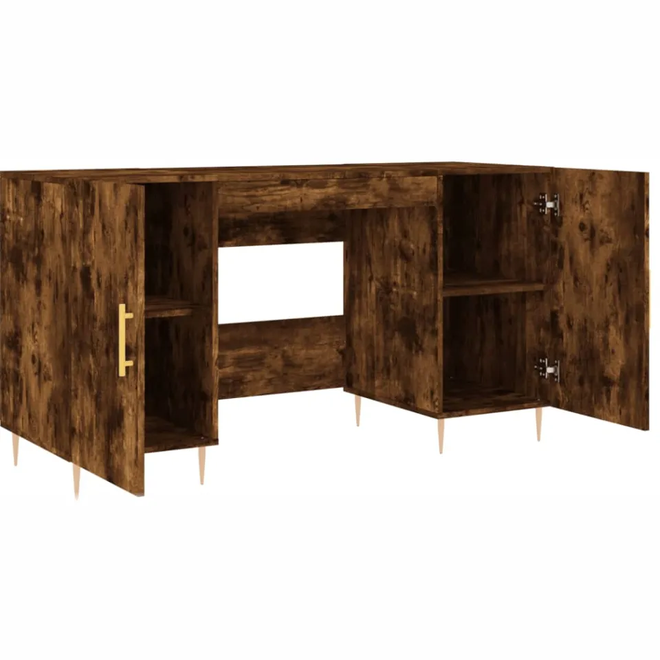 vidaXL Bureau 140x50x75 cm bewerkt hout gerookt eikenkleurig Bruin