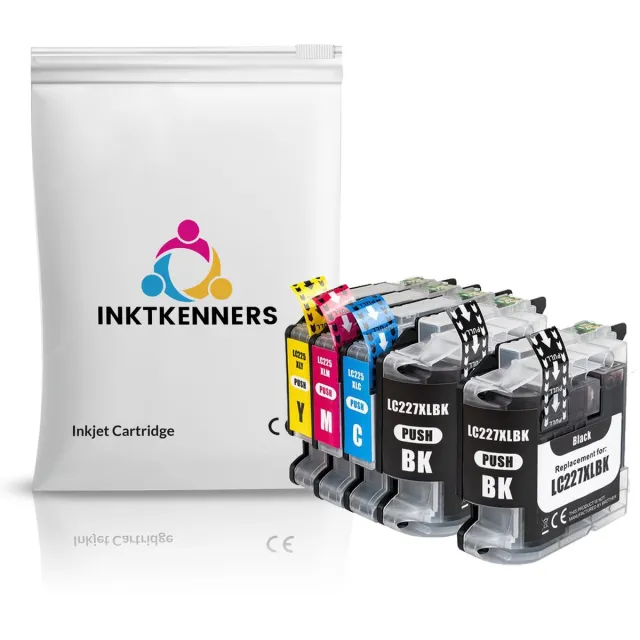 Inktkenners Inktcartridges Geschikt voor Brother LC225 / LC227 | Multipack van 5 cartridges Geschikt voor DCP-J4120DW - MFC-J4420DW - MFC-J4425DW - MFC-J4620DW - MFC-J4625DW Multipack XXL