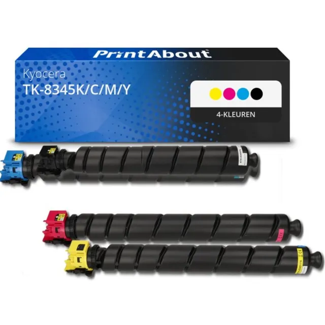 PrintAbout huismerk Toner TK-8345K/C/M/Y 4-kleuren Multipack geschikt voor Kyocera