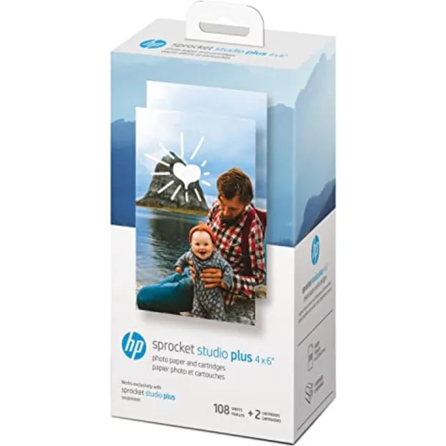 HP Sprocket - 4x6 Cartridges & Fotopapier - 2 Cartridges & 108 Prints - Geschikt Voor De Studio Plus 4x6 Wit