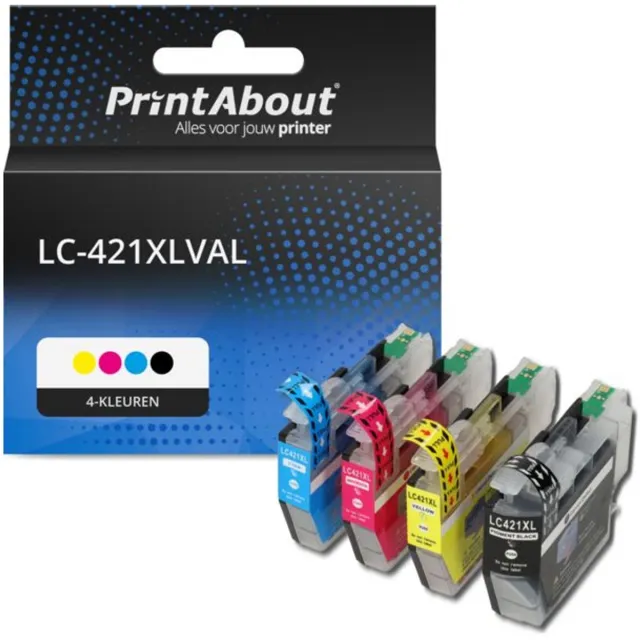 PrintAbout Huismerk Brother LC-421XLVAL Inktcartridge 4-kleuren Voordeelbundel Hoge capaciteit
