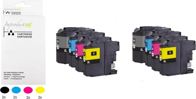Improducts Inkt cartridges - Alternatief Brother LC-422XL LC 422 bk/c/m/y 2x multipack inktcartridges o.a. DCP-J5340DW DCP-J5345DW DCP-J5740DW DCP-J6540DW DCP-J6940DW LC-422VAL 2x Multi pack, 2x Zwart, 2x Cyaan, 2x Magenta, 2x Geel,