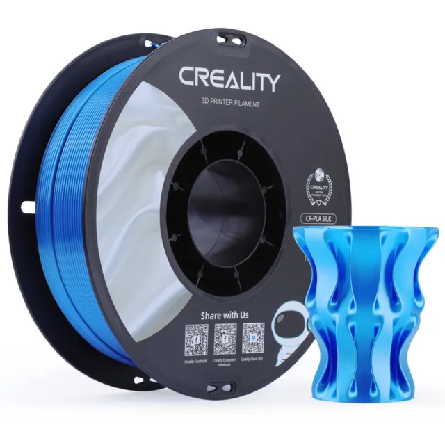 CR Silk PLA Filament - blauw - 1,75 mm - 1 kg - 3D Printer Filament - glanzend en glad, hoogglans zijde-PLA, maatnauwkeurigheid - filament 3d printer -Voor de meeste 3D-printers Creality Ender K1, K1C, K2 Plus