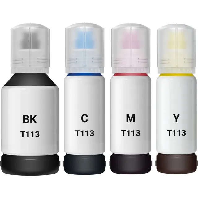 Inktkenners Inkt Geschikt voor Epson EcoTank 113 | Multipack van 4x Inktpatronen - Geschikt voor EcoTank Printer ET-5150, ET-5185, ET-5800, ET-5850, ET-5880, ET-16600, ET-16650 Zwart, Cyaan, Magenta, Geel