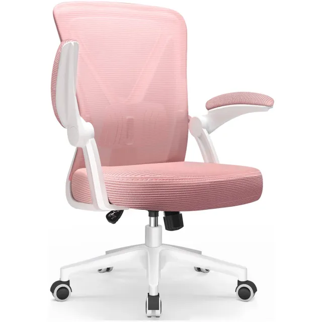 Elekiatech Ergonomische Bureaustoel - Bureaustoel - Opklapbare Armleuningen - Bureaustoelen voor Volwassenen - 150 Kg - Roze