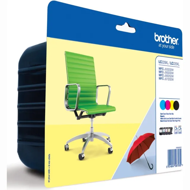Brother inktcartridge, 2.400 pagina's, OEM LC-229XLVAL, 4 kleuren 4 stuks Assortiment aan kleuren
