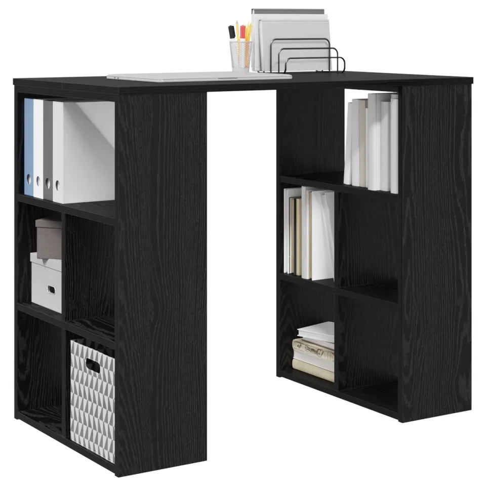 vidaXL Bureau Zwart Eiken 90 x 50 x 75 cm Bewerkt hout
