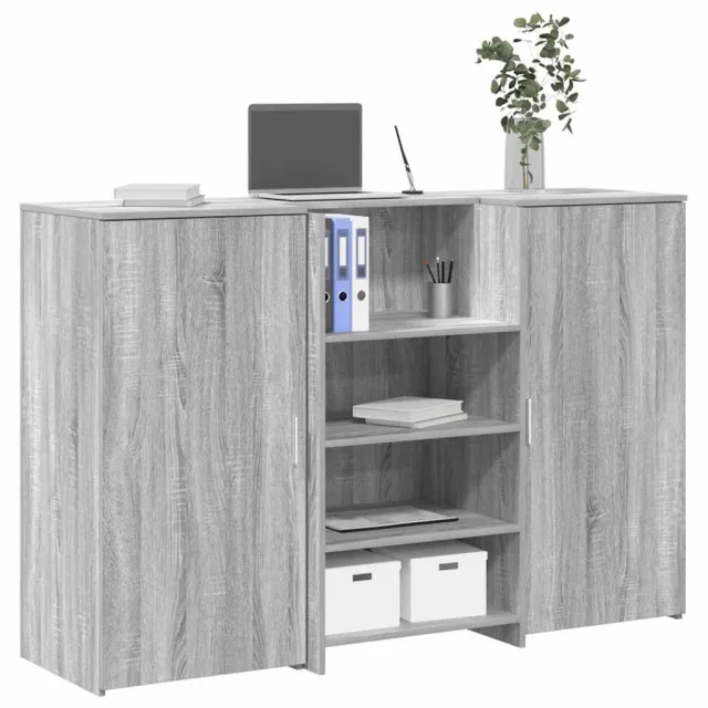 vidaXL Receptiebalie 155x50x103,5 cm bewerkt hout grijs sonoma eiken