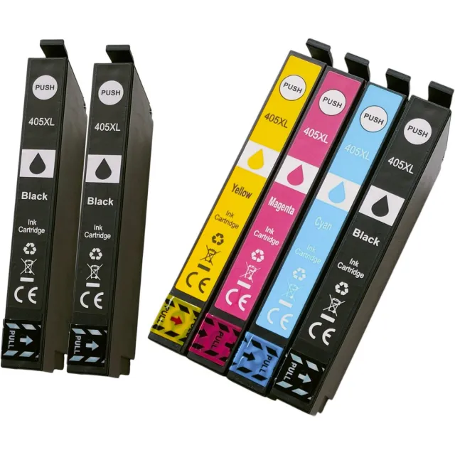 KATRIZ huismerk voor Epson 3x 405XL Zwart + 1x 405XL Cyaan + 1x 405XL Magenta + 1x 405XL Geel | Geschikt voor WorkForce Pro WF-3820 DWF / WF-3825 DWF / WF-4820 DWF / WF-4830 DTWF / WorkForce WF-7830 DTWF / WF-7835 DTWF / WF-7840 DTWF