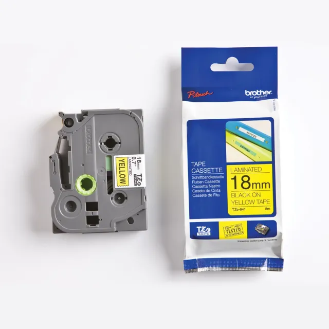 Brother TZe tape voor P-Touch 18 mm, zwart op geel