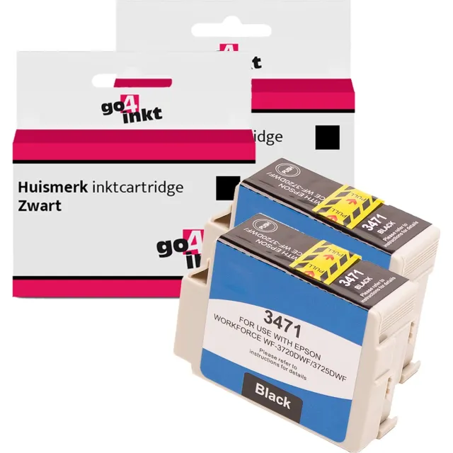 Go4inkt compatible met Epson 34XL twin pack inkt cartridges zwart bk - 2 stuks 2x Zwart