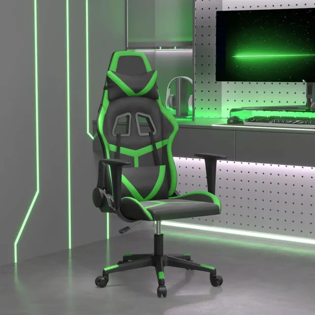 vidaXL Gamestoel - kunstleer - zwart - en - groen zwart en groen