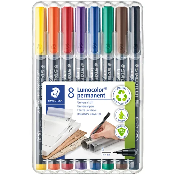 Staedtler Viltstift Staedtler Lumocolor 313 permanent S set à 8 stuks assorti
