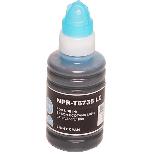 ABC huismerk navulflesje voor Epson T6735 licht cyan geschikt voor EcoTank L800 L801 L805 L810 L850 L1800 Cyan Licht