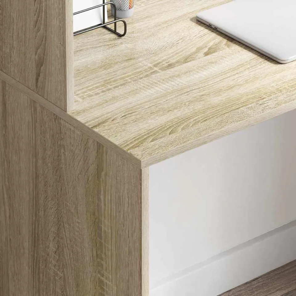 vidaXL Bureau Sonoma Eiken 102 x 50 x 124 cm Bewerkt hout, foto 3