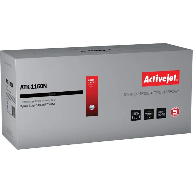 ActiveJet ATK-1160N Toner voor Kyocera-printer; Kyocera TK-1160 Vervanging; Opperste; 7200 pagina's; zwart.