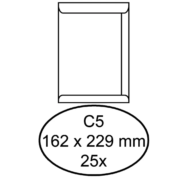 Hermes Envelop Hermes akte C5 162x229mm zelfklevend wit pak à 25 stuks