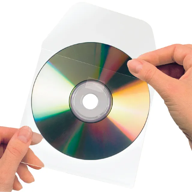 Djois Cd/dvd hoes 3L 127x127mm met klep zelfklevend transparant