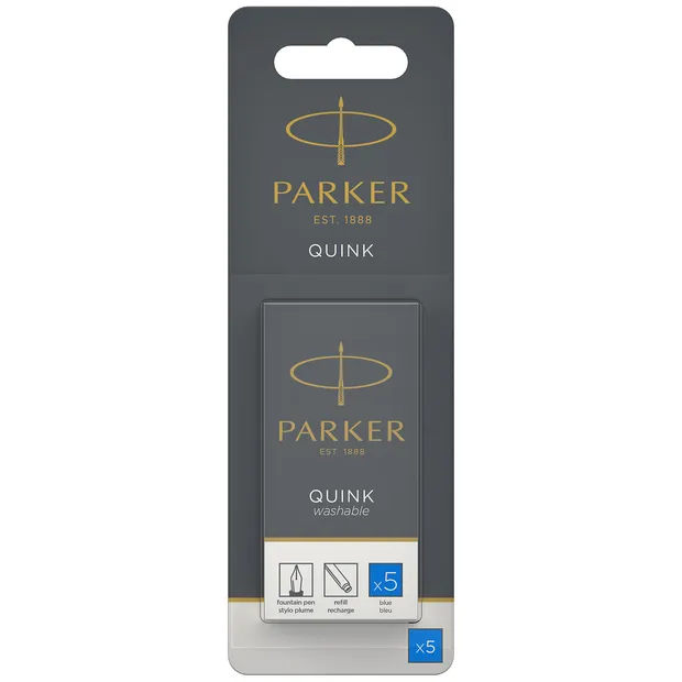 Parker Inktpatroon Parker Quink uitwasbaar blauw blister à 5 stuks
