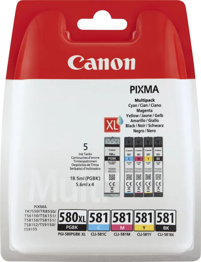 Canon pgi-580xl/cli-581 pgbkbcmy mp zwart, cyaan, magenta, yellow