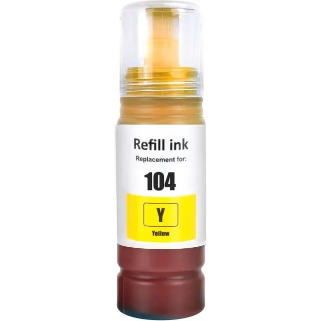 InktDL Huismerk geschikt voor Epson 104 Inkt Geel - Geschikt voor EcoTank ET-1810 - ET-2721 - ET-2814 - ET-2820 - ET-2825