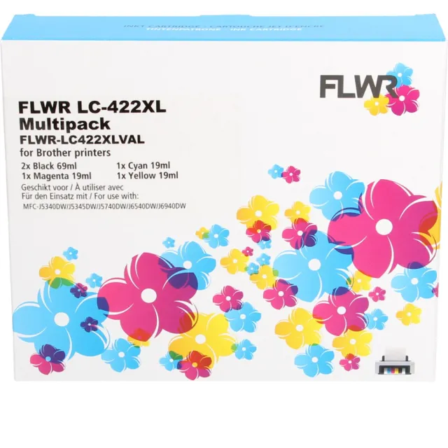 FLWR Cartridges / Brother LC-422XL Multipack / zwart en kleur / Geschikt voor Brother