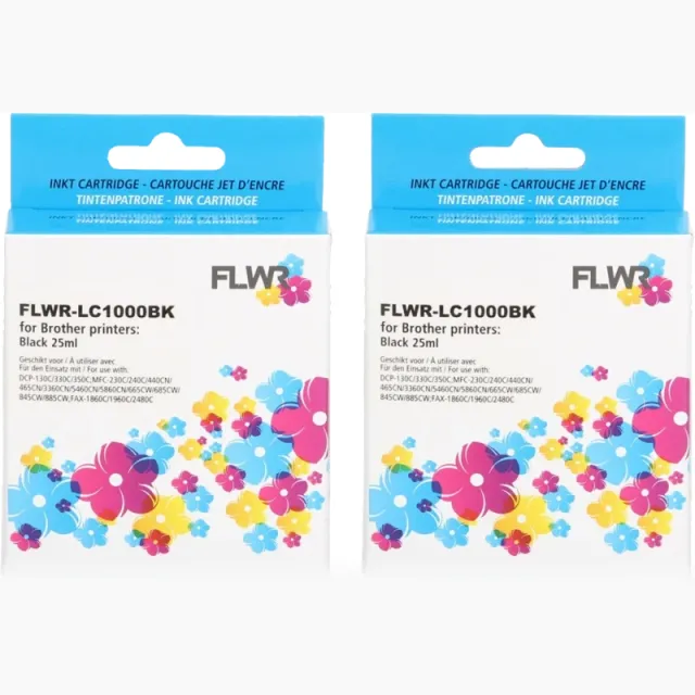 FLWR Huismerk Brother LC-970BK / LC-1000BK 2-pack zwart (Huismerk (compatible))