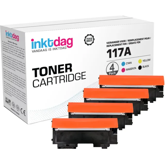 inktdag Multipack Laser toner cartridges voor HP 117A toner ( HP W2070A, HP W2071A, HP W2072A en HP W2073A) Geschikt voor HP Color Laser 150A, 150NW, MFP 178NW, MFP 179NW HP W2070A-Zwart