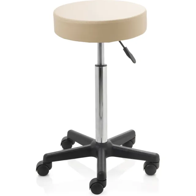 ZenGrowth ergonomische tabouret met hoge gasveer beige - Kapperskruk op zachte wielen – Tabouret - In hoogte verstelbaar