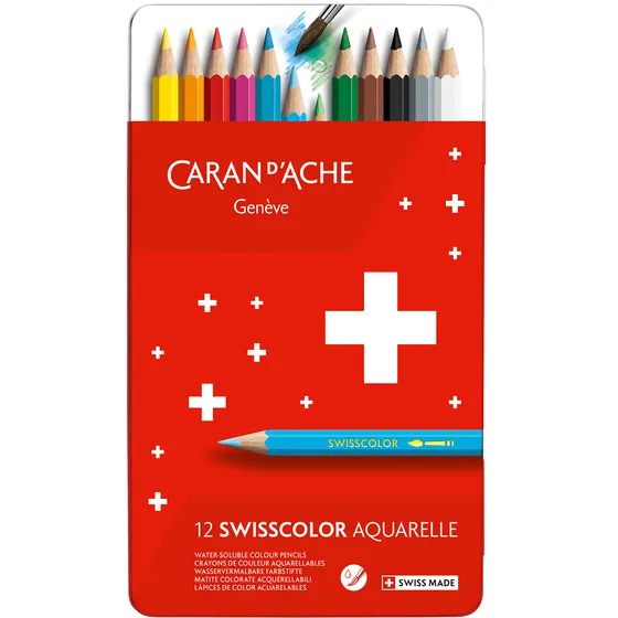 Caran d-Ache Kleurpotloden Caran d'Ache Swisscolor aquarel 12 stuks assorti