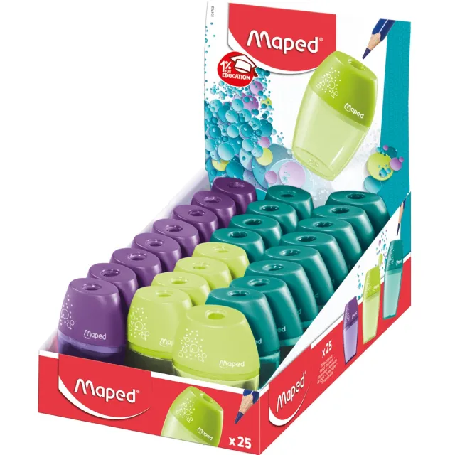 Maped potloodslijper Shaker 1 gaats, geassorteerde kleuren blauw