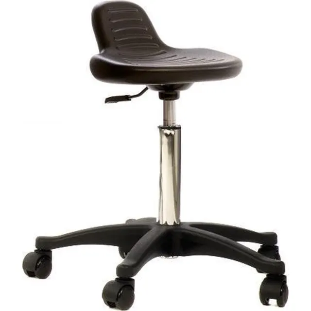 Novicum Gustav PU stahulp werkstoel tabouret zwart met compacte zitting en met Medium gasveer kapperskruk zadelkruk Zwart medium