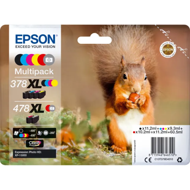 Epson Multipack 6-colours 378XL / 478XL Claria Photo HD Ink inkt Black / Cyan / Magenta / Yellow / Red / Grey
