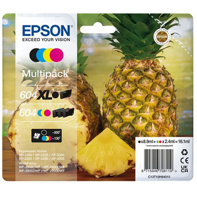 Epson 604 multi pack Black xl + CMY standaard Zwart