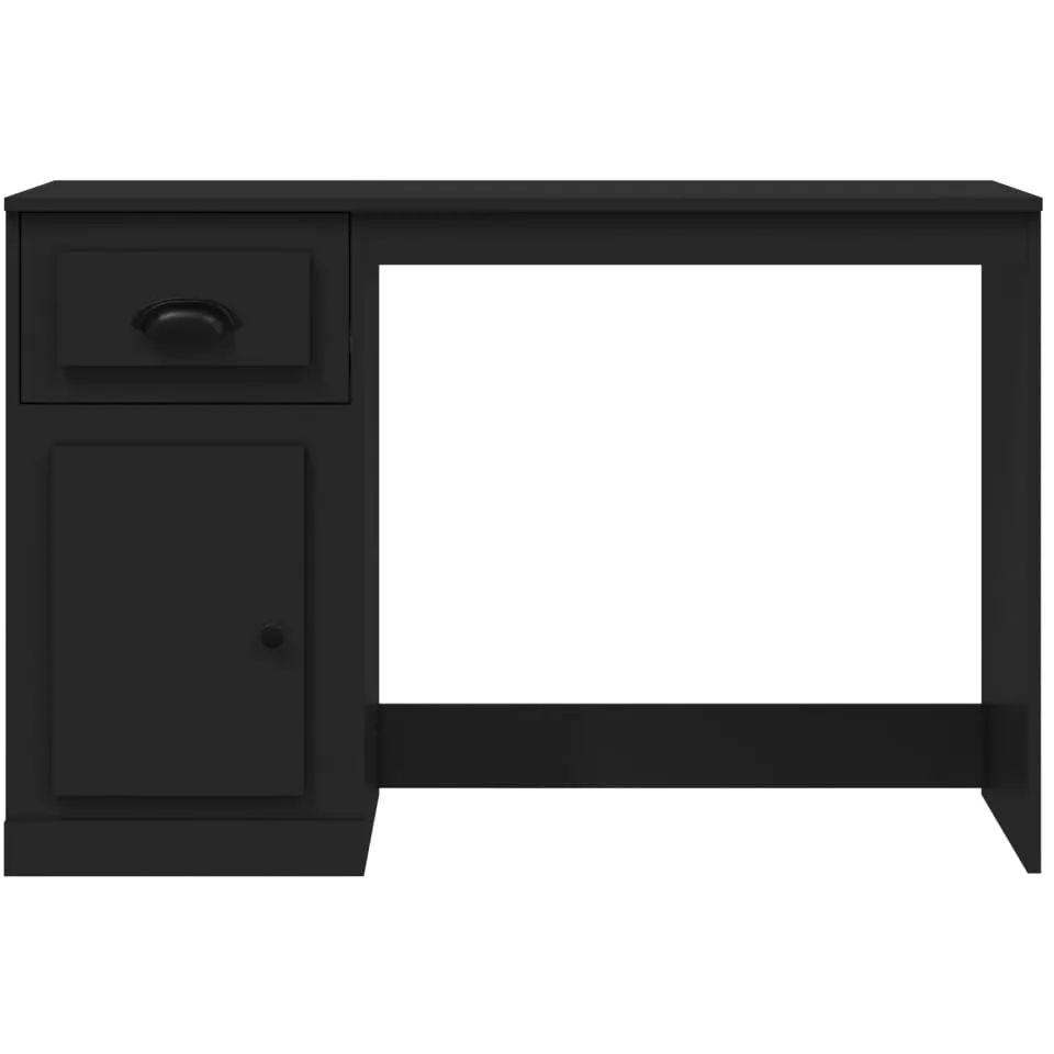 vidaXL Bureau met lade 115x50x75 cm bewerkt hout zwart, foto 3