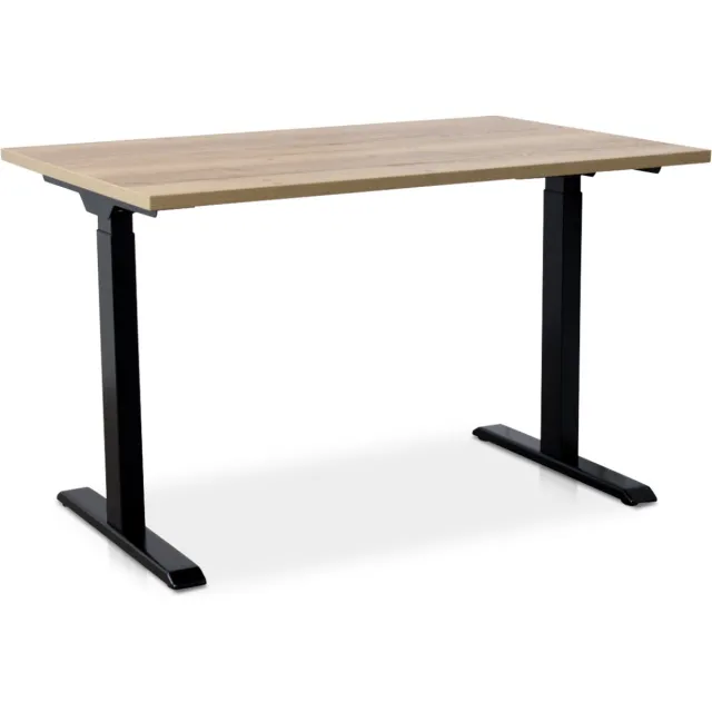Multi Ratio Zit-sta bureau snelslinger verstelbaar - MRC FAST FLEX | 140 x 80 cm | frame zwart - blad robuust eiken Zwart frame | Robuust eiken blad