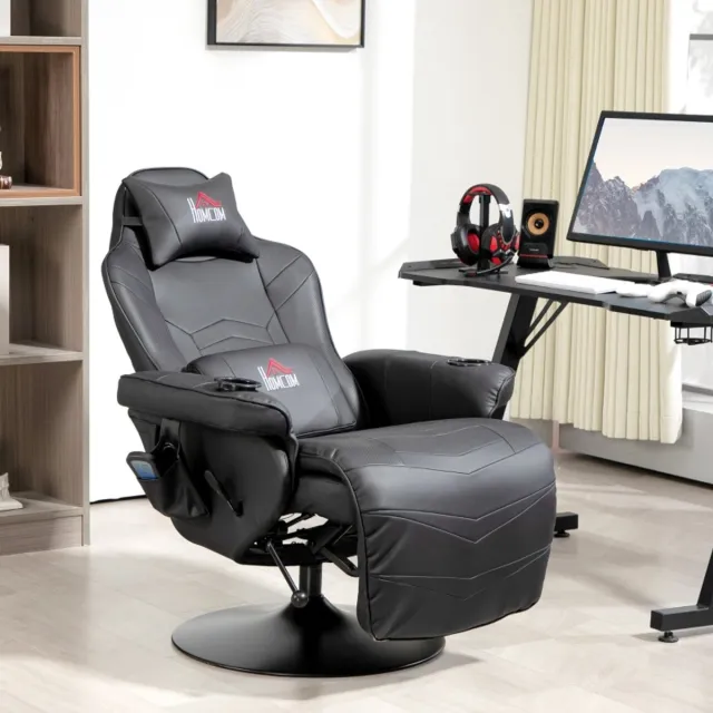 MIVRAY Gamingstoel - Met Massagefunctie En Voetsteun - Verstelbare Rugleuning Tot 150 Graden - Voor Gaming En Ontspanning - Kunstleer Zwart