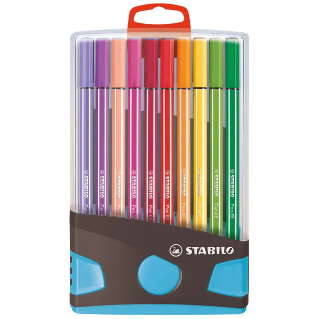 Stabilo Viltstift STABILO Pen 68/20 ColorParade in antr/turq etui M ass 20st