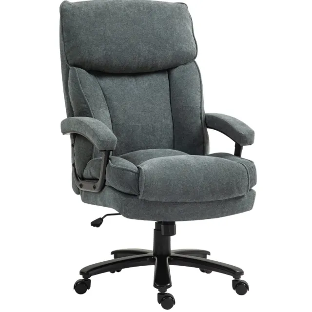 REDOM Bureaustoel - Hoge rugleuning met hoofsteun - Armleuningen en wielen - Kantelfunctie en verstelbare zithoogte - Volwassenen - Stof - Grijs - 68,5 x 79 x 117-125 cm