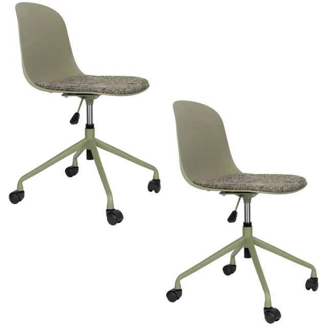 Housecraft Living draaibare bureaustoelen Roxanne met wielen - groen (set van 2)