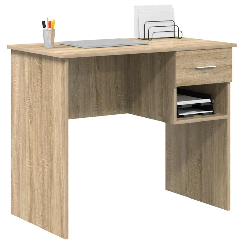 vidaXL Bureau Sonoma Eiken 90 x 49 x 75 cm Bewerkt hout Bruin