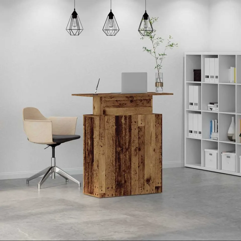 vidaXL Receptiebalie 100x40x104 cm bewerkt hout oud houtkleurig bruin, foto 2