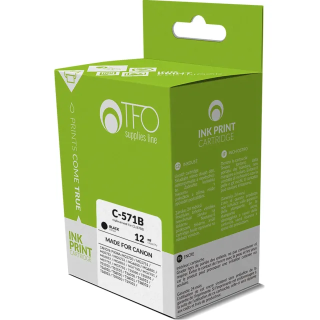 TelForceOne Canon Inkt/Toner cartridge C-571B - Vervangt CLI571B - Zwart - Geschikt voor Canon PIXMA MG5750, Canon PIXMA MG5751, Canon PIXMA MG5752, Canon PIXMA MG5753, Canon PIXMA MG6850, Canon PIXMA MG6851, Canon PIXMA MG6852, Canon PIXMA MG6853