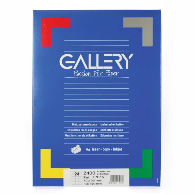 Gallery witte etiketten ft 70 x 35 mm (b x h), rechte hoeken, doos van 2.400 etiketten, foto 2