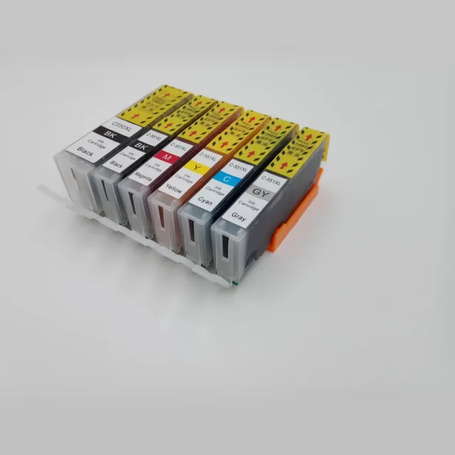 KATRIZ huismerk inkt voor Canon 1X PGI550XLBK + 1X CLI551XLBK + 1X CLI551XL Cyaan + 1X CLI551XL Magenta + 1X CLI551XL Geel + 1x CLI551Grijs (6stuks) - Met chip Zwart, Foto Zwart, Cyaan, Magenta, Geel