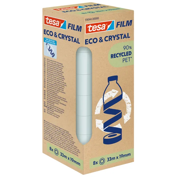 Tesa Plakband Tesa eco&crystal 59044 19mmx33m transparant 8 rollen